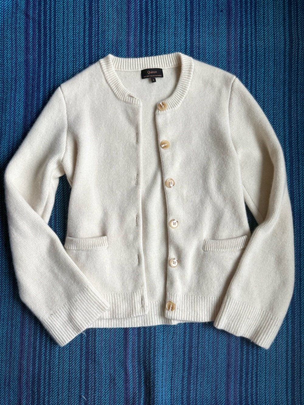 Quince Mongolian Cashmere Structured Cardigan — Cream